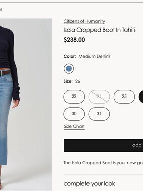 Citizens Of Humanity Isola Cropped Boot Jeans $238 NWT